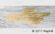 Satellite Panoramic Map of Dzavhan, lighten, desaturated