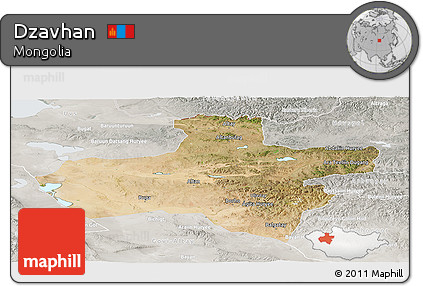 Satellite Panoramic Map of Dzavhan, lighten, semi-desaturated
