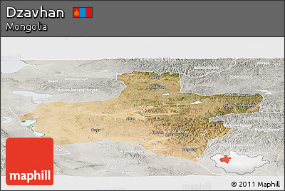 Satellite Panoramic Map of Dzavhan, lighten, semi-desaturated