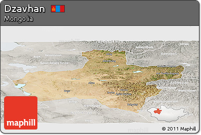 Satellite Panoramic Map of Dzavhan, lighten, semi-desaturated