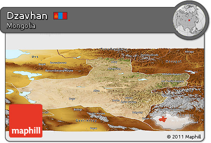 Satellite Panoramic Map of Dzavhan, physical outside