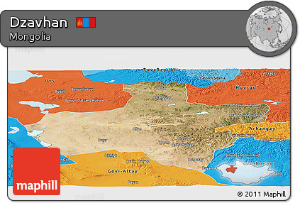Satellite Panoramic Map of Dzavhan, political outside
