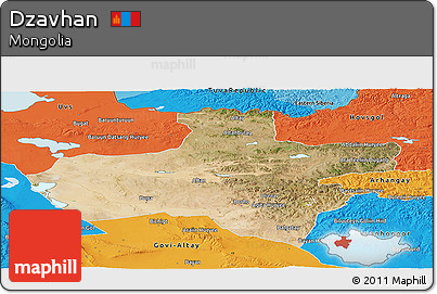 Satellite Panoramic Map of Dzavhan, political outside