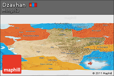 Satellite Panoramic Map of Dzavhan, political outside
