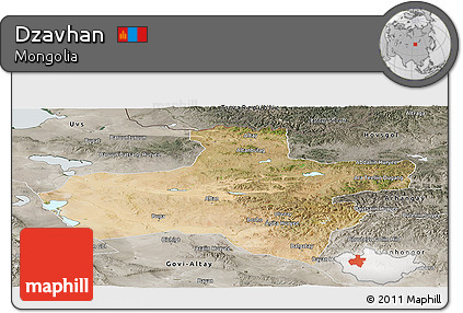Satellite Panoramic Map of Dzavhan, semi-desaturated