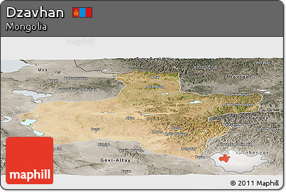 Satellite Panoramic Map of Dzavhan, semi-desaturated