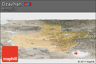 Satellite Panoramic Map of Dzavhan, semi-desaturated