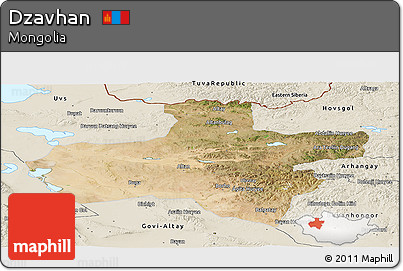Satellite Panoramic Map of Dzavhan, shaded relief outside