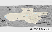 Shaded Relief Panoramic Map of Dzavhan, darken, desaturated