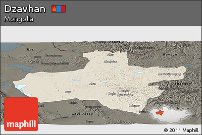 Shaded Relief Panoramic Map of Dzavhan, darken