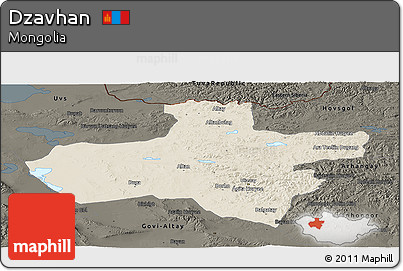 Shaded Relief Panoramic Map of Dzavhan, darken