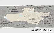 Shaded Relief Panoramic Map of Dzavhan, darken, semi-desaturated