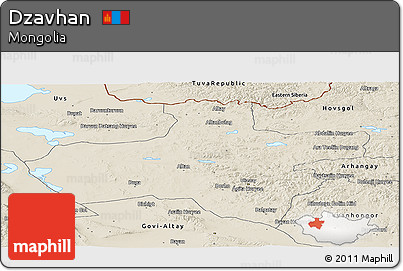 Shaded Relief Panoramic Map of Dzavhan
