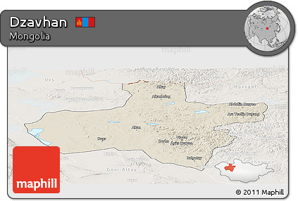 Shaded Relief Panoramic Map of Dzavhan, lighten