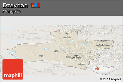 Shaded Relief Panoramic Map of Dzavhan, lighten