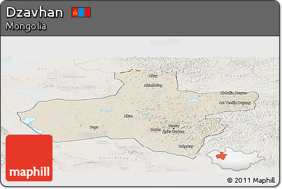 Shaded Relief Panoramic Map of Dzavhan, lighten