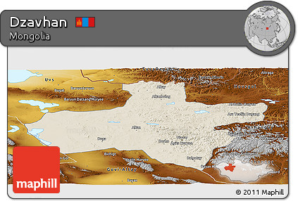 Shaded Relief Panoramic Map of Dzavhan, physical outside
