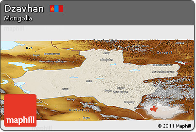 Shaded Relief Panoramic Map of Dzavhan, physical outside