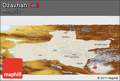 Shaded Relief Panoramic Map of Dzavhan, physical outside