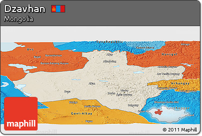 Shaded Relief Panoramic Map of Dzavhan, political outside