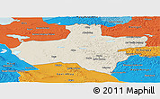 Shaded Relief Panoramic Map of Dzavhan, political outside