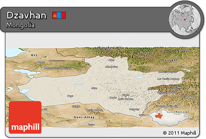 Shaded Relief Panoramic Map of Dzavhan, satellite outside