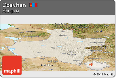 Shaded Relief Panoramic Map of Dzavhan, satellite outside