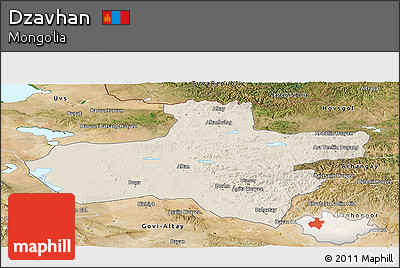 Shaded Relief Panoramic Map of Dzavhan, satellite outside