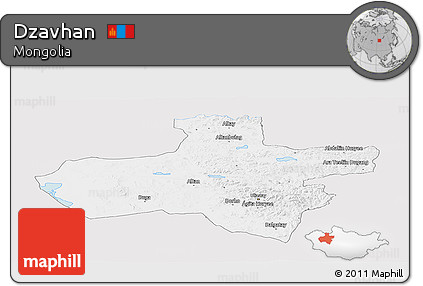 Silver Style Panoramic Map of Dzavhan, single color outside