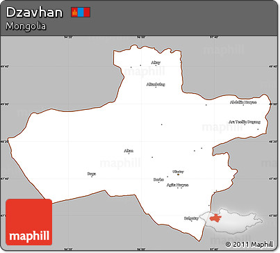 Gray Simple Map of Dzavhan, cropped outside