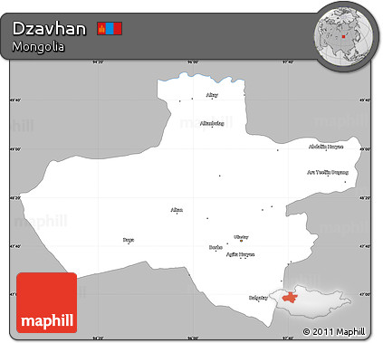 Gray Simple Map of Dzavhan, single color outside