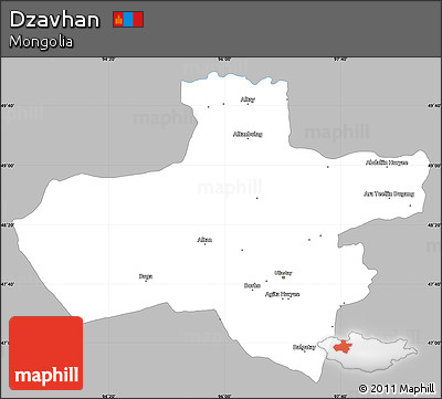 Gray Simple Map of Dzavhan, single color outside