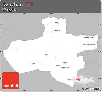 Gray Simple Map of Dzavhan, single color outside