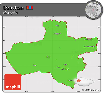 Political Simple Map of Dzavhan, cropped outside