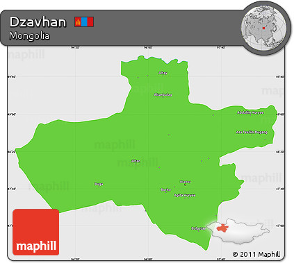 Political Simple Map of Dzavhan, single color outside