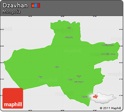 Political Simple Map of Dzavhan, single color outside