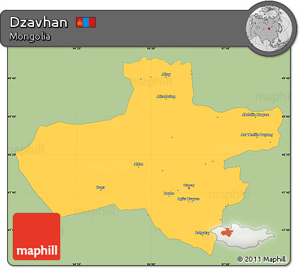 Savanna Style Simple Map of Dzavhan, single color outside