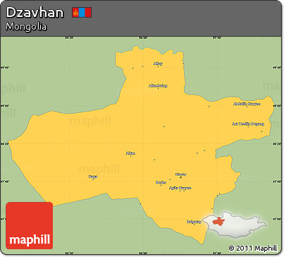 Savanna Style Simple Map of Dzavhan, single color outside