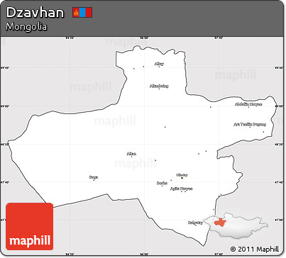 Silver Style Simple Map of Dzavhan, cropped outside