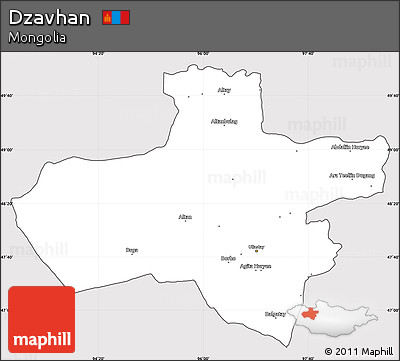 Silver Style Simple Map of Dzavhan, cropped outside