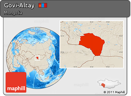 Shaded Relief Location Map of Govi-Altay