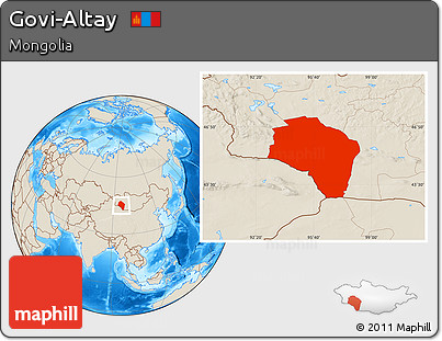 Shaded Relief Location Map of Govi-Altay