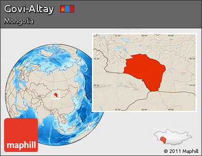 Shaded Relief Location Map of Govi-Altay