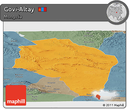 Political Panoramic Map of Govi-Altay, semi-desaturated