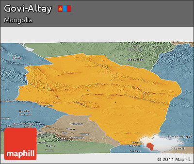 Political Panoramic Map of Govi-Altay, semi-desaturated