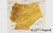 Physical 3D Map of Hentiy, shaded relief outside