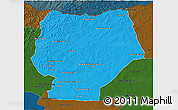 Political 3D Map of Hentiy, darken