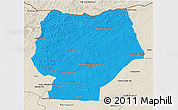 Political 3D Map of Hentiy, shaded relief outside