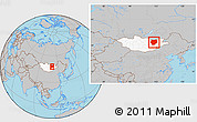 Gray Location Map of Hentiy, highlighted country, within the entire country