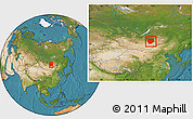 Satellite Location Map of Hentiy, within the entire country